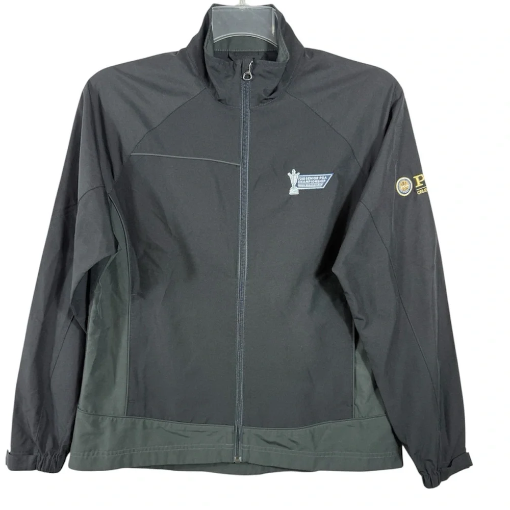Cutter & Buck WeatherTec PGA Championship Golf Jacket Mens M Black Full Zip